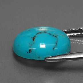 3.79캐럿 천연 블루 터키석, 타원형 컷, 12.2×10.2 mm, 불투명체