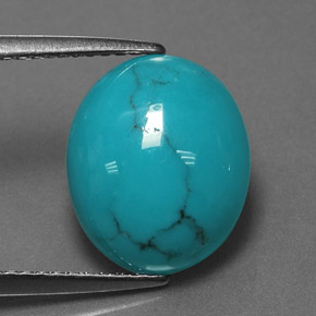 3.69캐럿 천연 블루 터키석, 타원형 컷, 12×10.1 mm, 불투명체