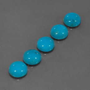 캐럿 천연 블루 터키석 보석, 라운드 컷, 5.98 mm, 불투명체