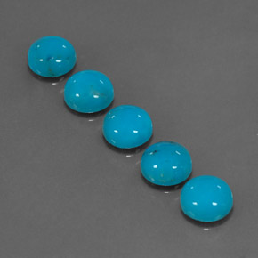 캐럿 천연 블루 터키석 보석, 라운드 컷, 5.98 mm, 불투명체