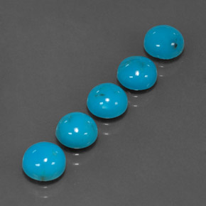 캐럿 천연 블루 터키석 보석, 라운드 컷, 6.05 mm, 불투명체