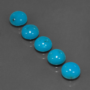 캐럿 천연 블루 터키석 보석, 라운드 컷, 6.05 mm, 불투명체