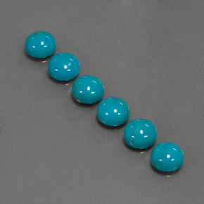 캐럿 천연 블루 터키석 보석, 라운드 컷, 6.01 mm, 불투명체
