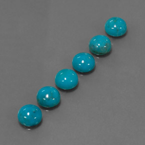 캐럿 천연 블루 터키석 보석, 라운드 컷, 6.05 mm, 불투명체
