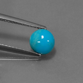 0.85캐럿 천연 블루 터키석, 라운드 컷, 6.13 mm, 불투명체