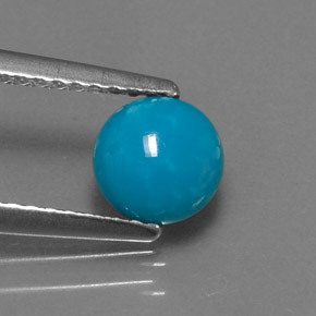 0.72캐럿 천연 블루 터키석, 라운드 컷, 6.01 mm, 불투명체