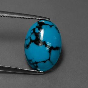 4.27캐럿 천연 블루 터키석, 타원형 컷, 14.1×10.1 mm, 불투명체