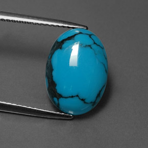 4.55캐럿 천연 블루 터키석, 타원형 컷, 14.1×10.1 mm, 불투명체