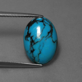3.97캐럿 천연 블루 터키석, 타원형 컷, 14.1×10.1 mm, 불투명체