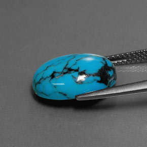 3.97캐럿 천연 블루 터키석, 타원형 컷, 14.1×10.1 mm, 불투명체