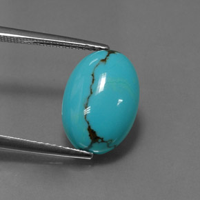 3.87캐럿 천연 블루 터키석, 타원형 컷, 13.9×9.8 mm, 불투명체