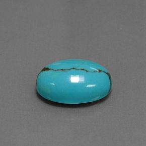 3.87캐럿 천연 블루 터키석, 타원형 컷, 13.9×9.8 mm, 불투명체