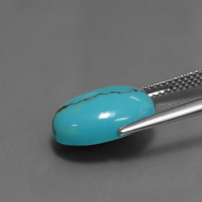 3.87캐럿 천연 블루 터키석, 타원형 컷, 13.9×9.8 mm, 불투명체