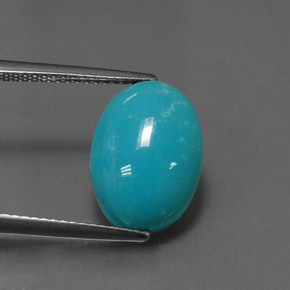 4.11캐럿 천연 블루 터키석, 타원형 컷, 14×10.1 mm, 불투명체