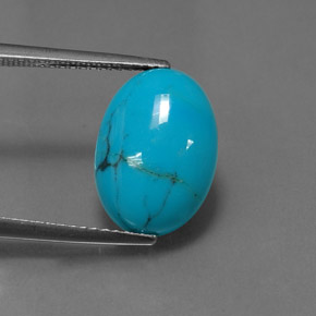 3.49캐럿 천연 블루 터키석, 타원형 컷, 13.9×10 mm, 불투명체