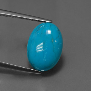 4.10캐럿 천연 블루 터키석, 타원형 컷, 14×10.1 mm, 불투명체