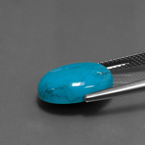 4.10캐럿 천연 블루 터키석, 타원형 컷, 14×10.1 mm, 불투명체