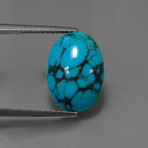 3.50캐럿 천연 블루 터키석, 타원형 컷, 14×10 mm, 불투명체