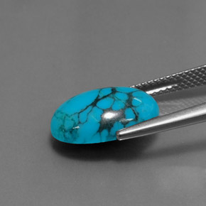 3.50캐럿 천연 블루 터키석, 타원형 컷, 14×10 mm, 불투명체