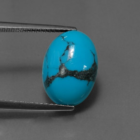 3.61캐럿 천연 블루 터키석, 타원형 컷, 14×10.1 mm, 불투명체