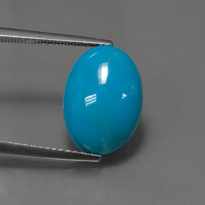 4.55캐럿 천연 블루 터키석, 타원형 컷, 14×10.1 mm, 불투명체