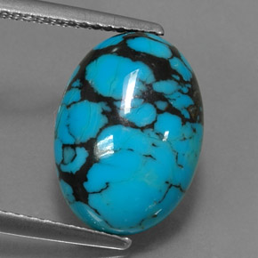 3.96캐럿 천연 블루 터키석, 타원형 컷, 14.1×10.2 mm, 불투명체