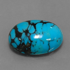 3.96캐럿 천연 블루 터키석, 타원형 컷, 14.1×10.2 mm, 불투명체