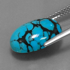 3.96캐럿 천연 블루 터키석, 타원형 컷, 14.1×10.2 mm, 불투명체
