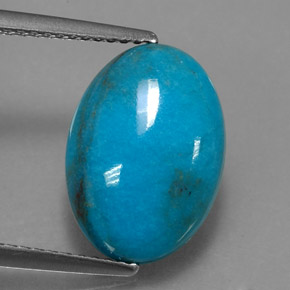 4.39캐럿 천연 블루 터키석, 타원형 컷, 14.1×10.1 mm, 불투명체
