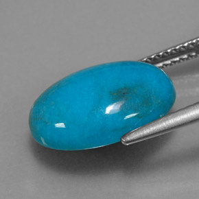 4.39캐럿 천연 블루 터키석, 타원형 컷, 14.1×10.1 mm, 불투명체