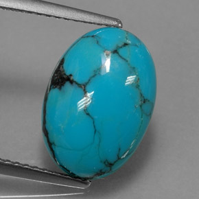 3.95캐럿 천연 블루 터키석, 타원형 컷, 14×9.8 mm, 불투명체