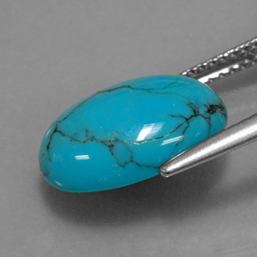 3.95캐럿 천연 블루 터키석, 타원형 컷, 14×9.8 mm, 불투명체