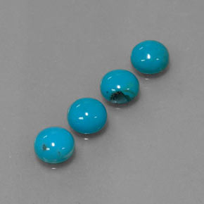 캐럿 천연 블루 터키석 보석, 라운드 컷, 6.03 mm, 불투명체