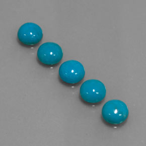 캐럿 천연 블루 터키석 보석, 라운드 컷, 6.01 mm, 불투명체