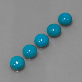 캐럿 천연 블루 터키석 보석, 라운드 컷, 6.01 mm, 불투명체