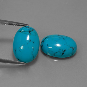 캐럿 천연 블루 터키석 보석, 타원형 컷, 14×10 mm, 불투명체