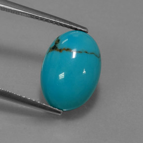 3.62캐럿 천연 블루 터키석, 타원형 컷, 13.9×9.8 mm, 불투명체