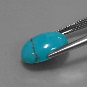 3.62캐럿 천연 블루 터키석, 타원형 컷, 13.9×9.8 mm, 불투명체