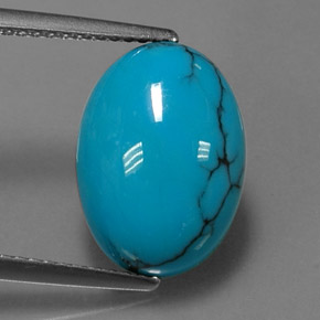 4.06캐럿 천연 블루 터키석, 타원형 컷, 14.1×10.2 mm, 불투명체