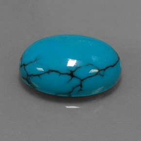 4.06캐럿 천연 블루 터키석, 타원형 컷, 14.1×10.2 mm, 불투명체