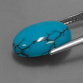 4.06캐럿 천연 블루 터키석, 타원형 컷, 14.1×10.2 mm, 불투명체