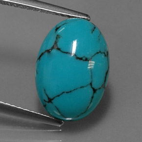 4.19캐럿 천연 블루 터키석, 타원형 컷, 13.8×9.8 mm, 불투명체
