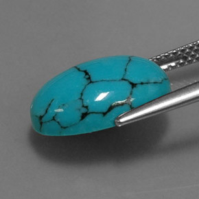 4.19캐럿 천연 블루 터키석, 타원형 컷, 13.8×9.8 mm, 불투명체