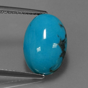 3.78캐럿 천연 블루 터키석, 타원형 컷, 13.8×9.8 mm, 불투명체
