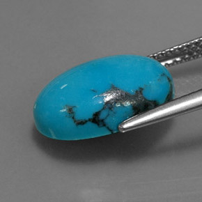 3.78캐럿 천연 블루 터키석, 타원형 컷, 13.8×9.8 mm, 불투명체