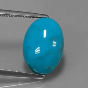 4.53캐럿 천연 블루 터키석, 타원형 컷, 14.1×10 mm, 불투명체