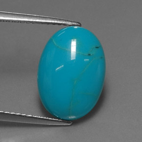 3.79캐럿 천연 블루 터키석, 타원형 컷, 14×10 mm, 불투명체