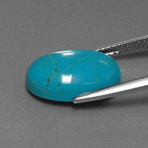 3.79캐럿 천연 블루 터키석, 타원형 컷, 14×10 mm, 불투명체