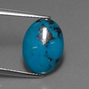 4.48캐럿 천연 블루 터키석, 타원형 컷, 14.1×10.4 mm, 불투명체