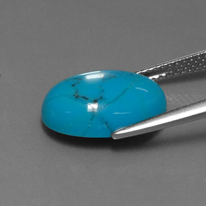 4.01캐럿 천연 블루 터키석, 타원형 컷, 14×10.1 mm, 불투명체